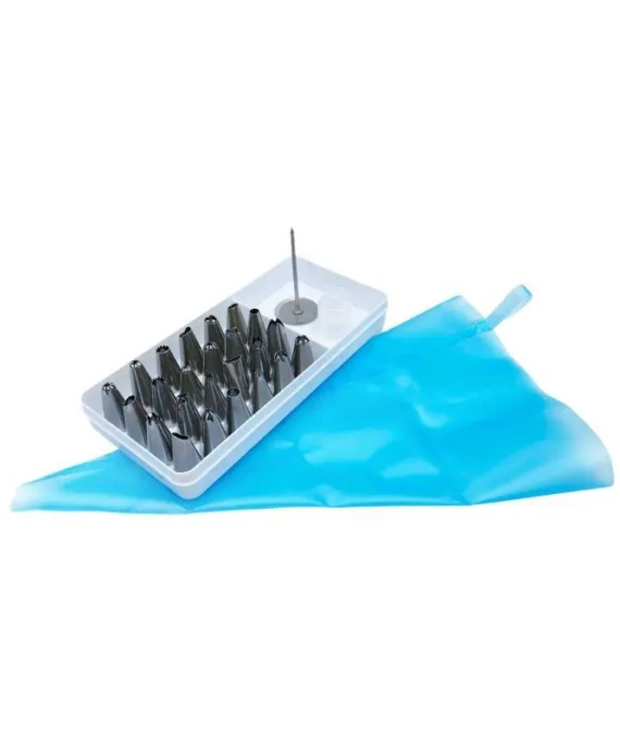 Rękaw cukierniczy do dekoracji ciast Brunbeste + pinezka cukiernicza | 24 końcówki