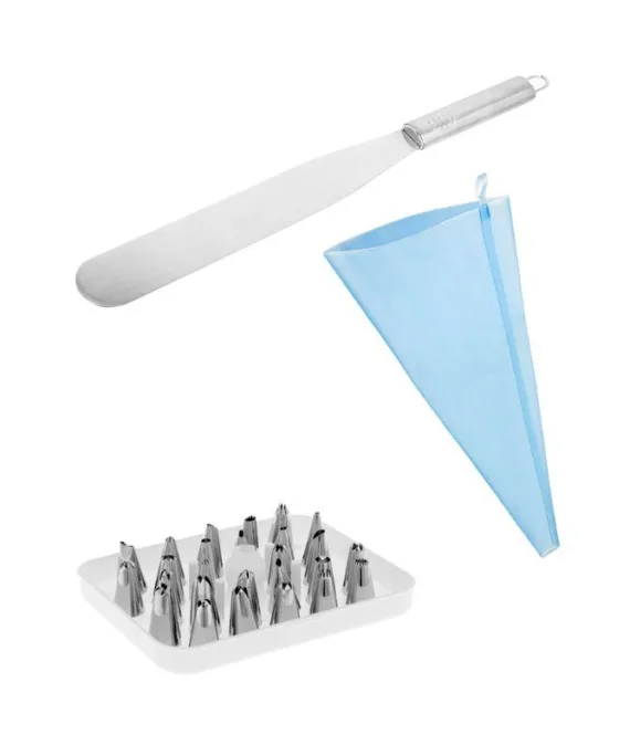 Rękaw cukierniczy do dekoracji ciast Brunbeste + szpatuła | 26 końcówki