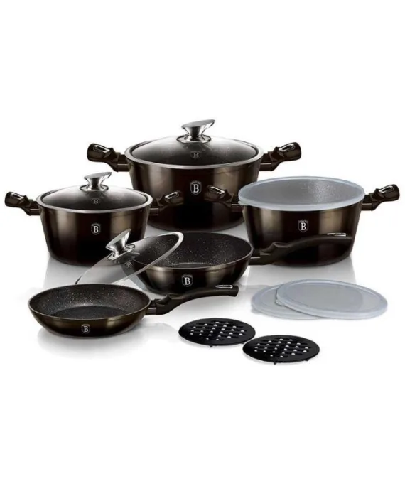 Zestaw garnków Berlinger Haus Shiny Black Collection | 13 elementów