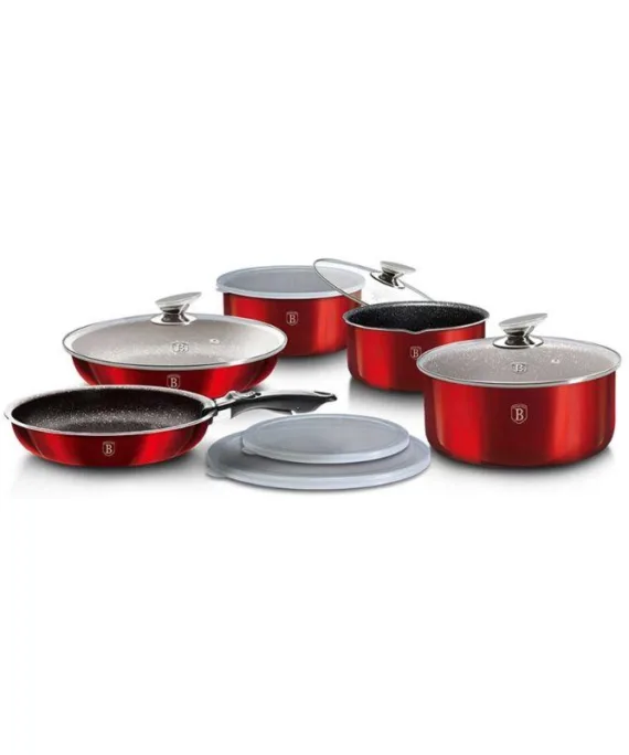 Zestaw garnków z odpinaną rączką Berlinger Haus Metallic Burgundy | 12 elementów