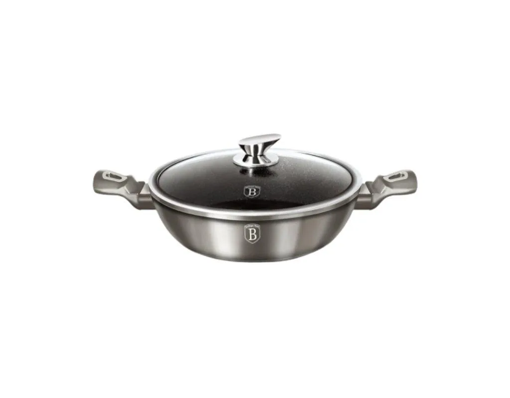 Garnek granitowy płaski z pokrywką 28 cm