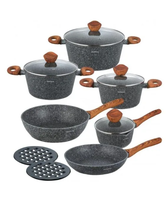 Zestaw garnków Klausberg Granit Wood | 12 elementów