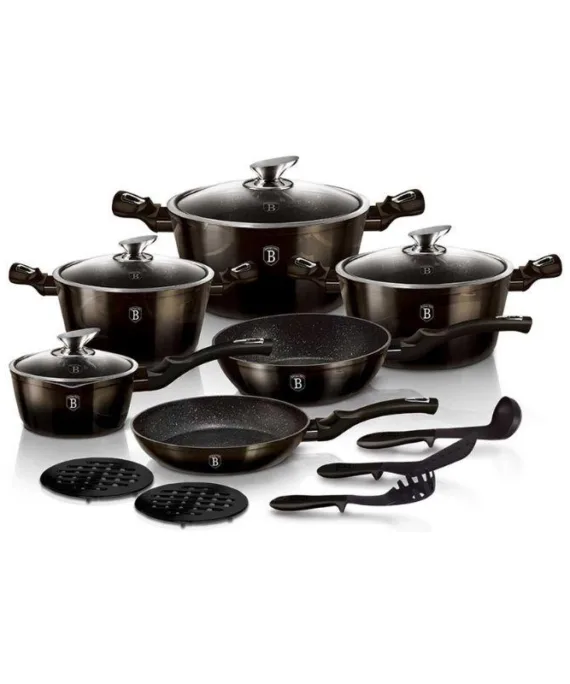 Zestaw garnków Berlinger Shiny Black Edition | 15 elementów