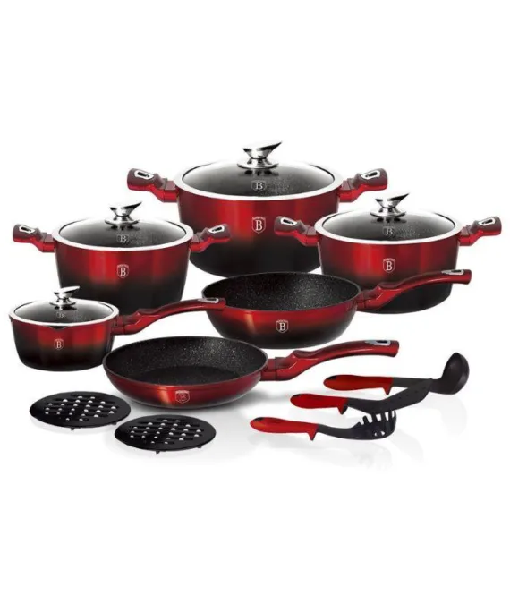 Zestaw garnków Berlinger Haus Metallic Black Burgundy Line | 15 elementów