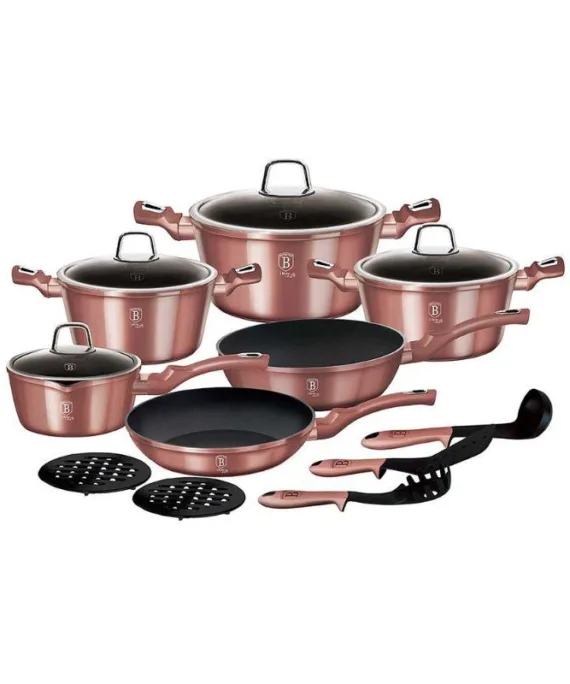 Zestaw garnków Berlinger Haus Metallic I-Rose Edition | 15 elementów