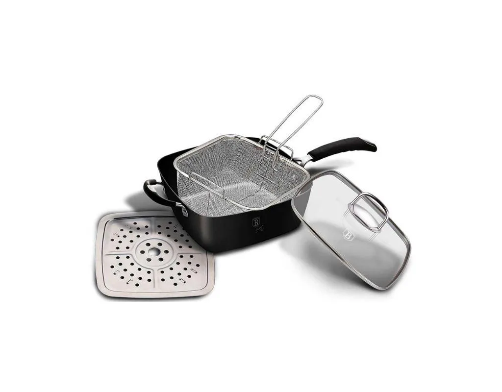 Patelnia granitowa głęboka z koszem do smażenia Berlinger Haus 24 cm
