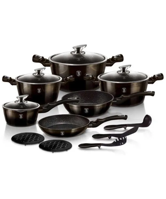 Zestaw garnków Berlinger Haus Shiny Black Edition | 18 elementów