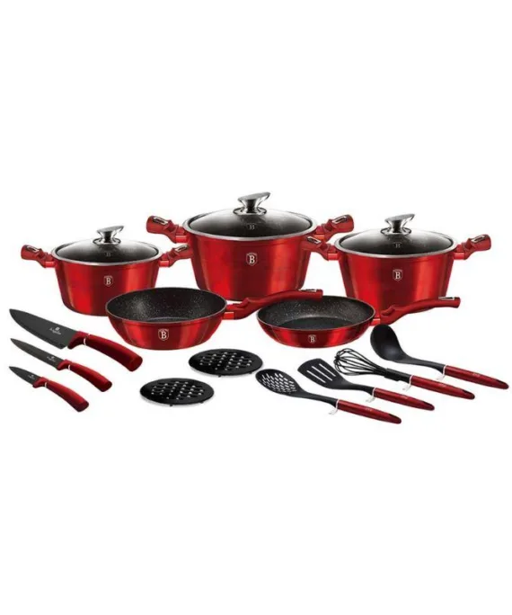 Zestaw garnków Berlinger Haus Red Metallic Line | 17 elementów