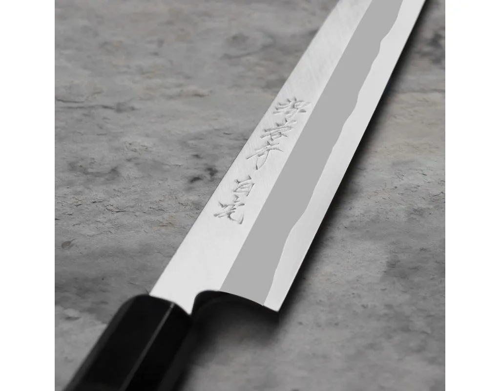 Nóż do mięsa Kiritsuke Yanagiba Sakai Takayuki Byakko Shirogami#1 27 cm