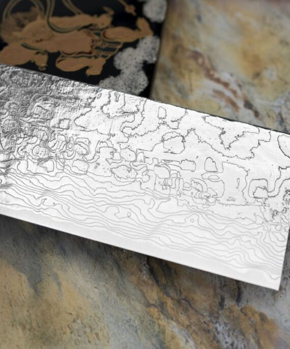 Nóż do warzyw Nakiri Takeshi Saji Art Fujin Raijin R-2 17cm + Saya ręcznie kuty