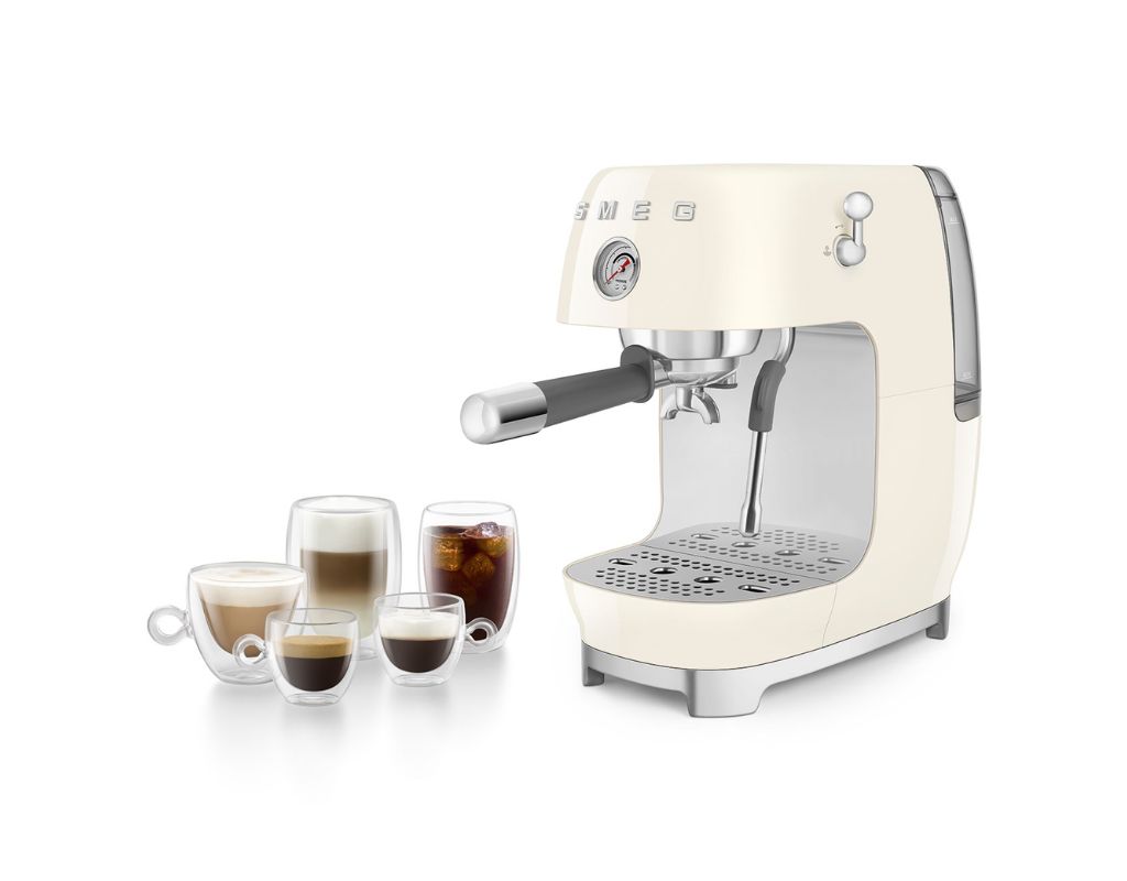 Ekspres do kawy kolbowy Smeg 50's Style ECF03CREU kremowy