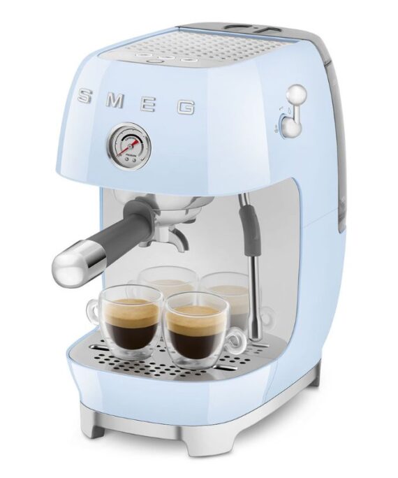 Ekspres do kawy kolbowy Smeg 50's Style ECF03PBEU pastelowy błękit