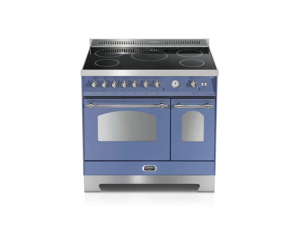 Kuchnia wolnostojąca indukcyjna Lofra Dolcevita 90 Lavanda Chrome niebieski | 90 cm dwa piekarniki